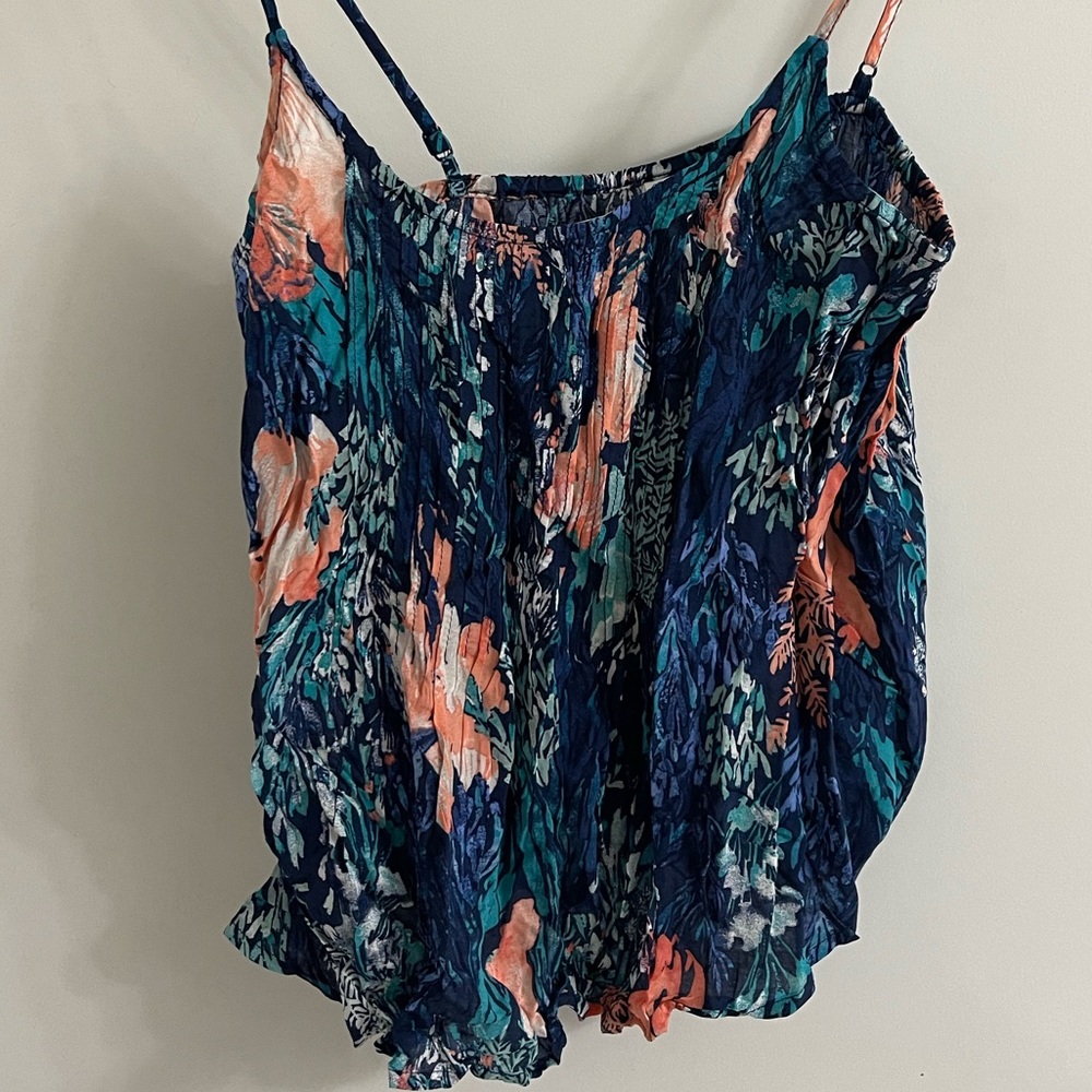 Tropical print spaghetti strap